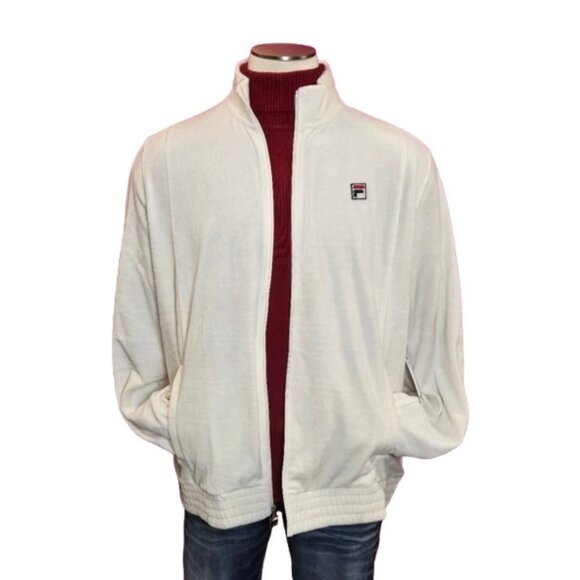 Fila Creamy White Velour Track Jacket – Retro Sporty Style, 2X, Ribbed Cuffs NWT - Picture 1 of 12